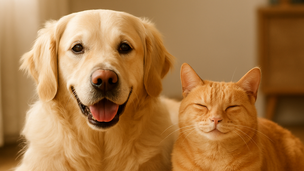 un chien et un chat ensemble, avec un format adéquat