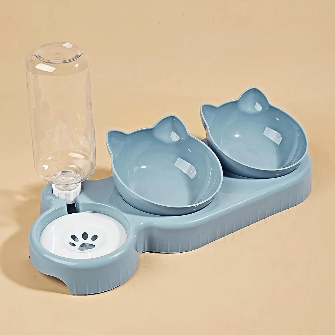 Bols à eau et à nourriture pour chats, avec mangeoire