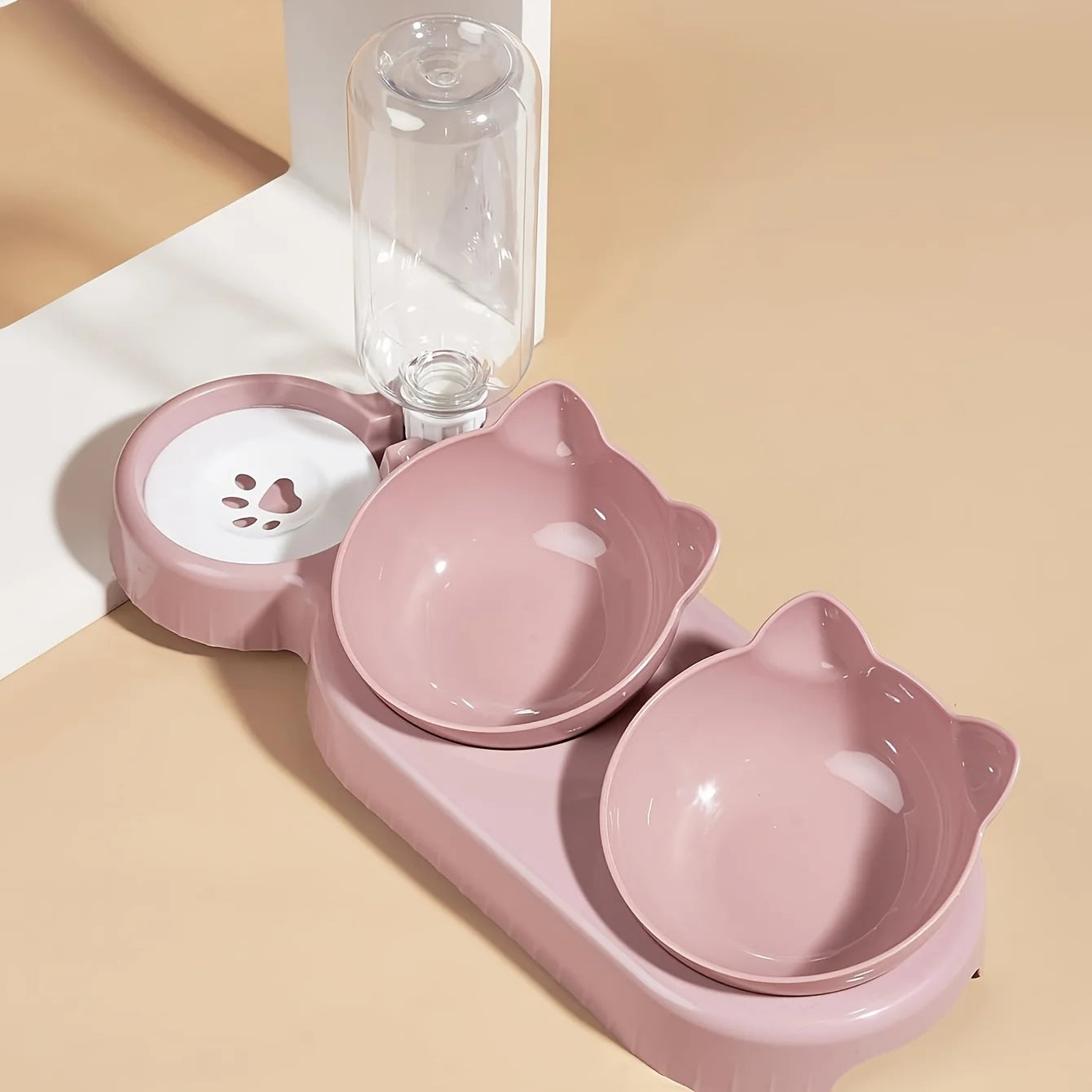 Bols à eau et à nourriture pour chats, avec mangeoire